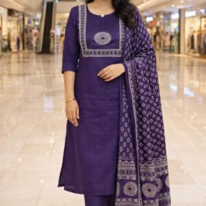 HEAVY PURE 60×60 JAIPURI COTTON KURTI PANT WITH DUPATTA SETS